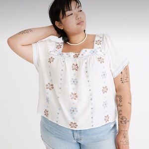 Madewell Plus Cross-Stitch Top Sz 3X